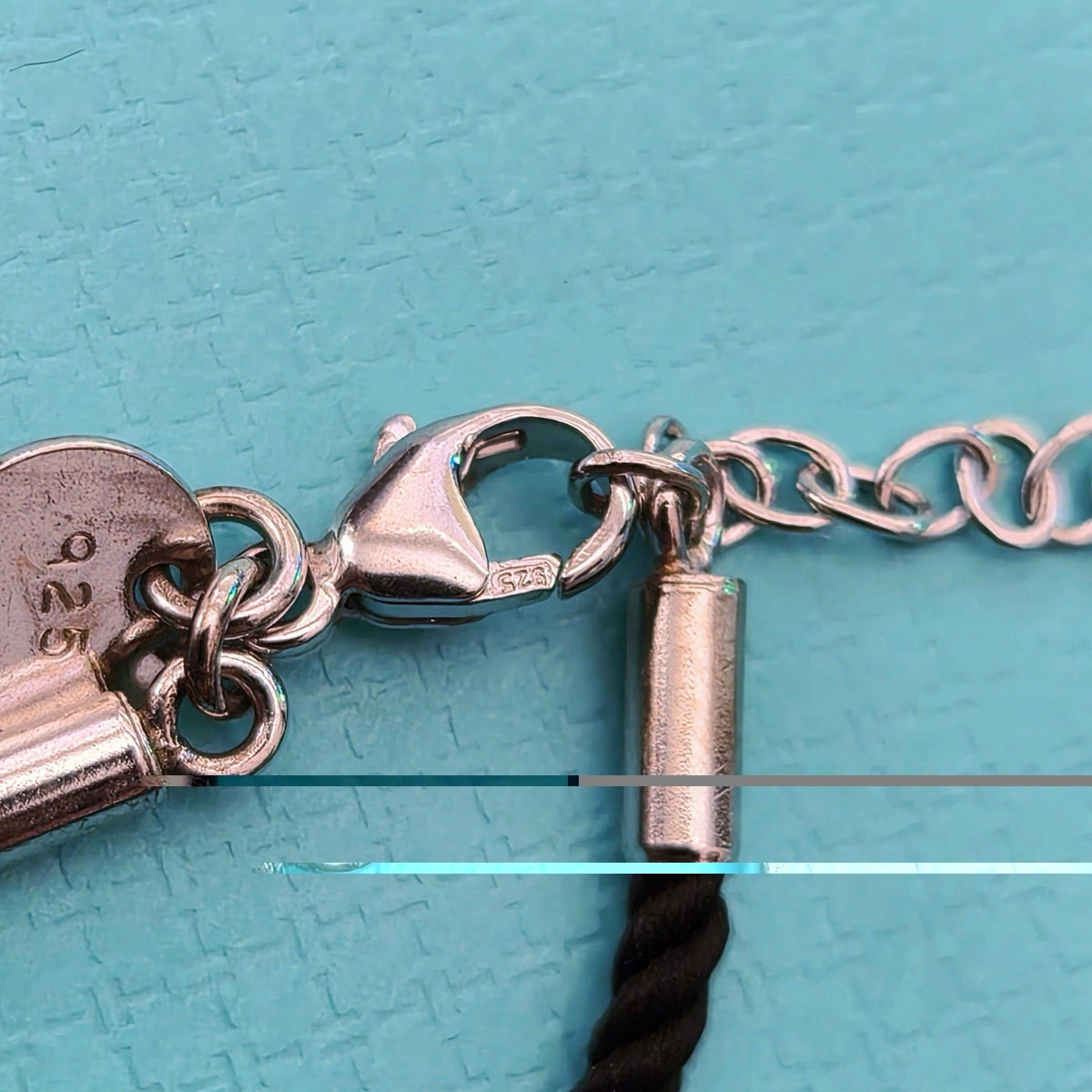 RARE Tiffany & Co. Etoile 5 Diamond Heart Pendant Black Silk Cord Necklace