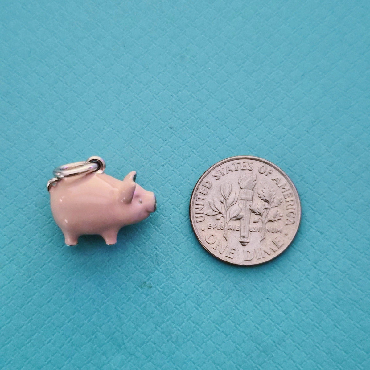 RARE Retired Tiffany & Co. Pink Enamel Pig Piggy Sterling Silver Charm Pendant