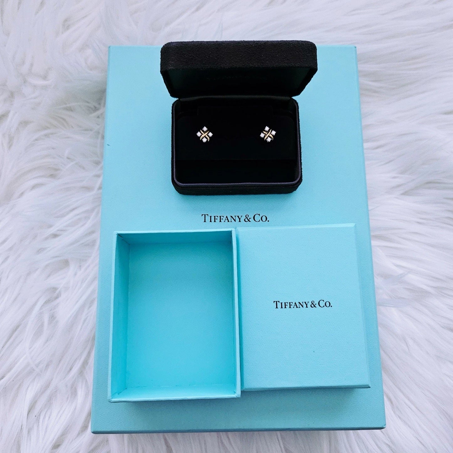 Tiffany & Co. Jean Schlumberger Lynn Earrings 18k Yellow Gold/Platinum 0.28 CTW