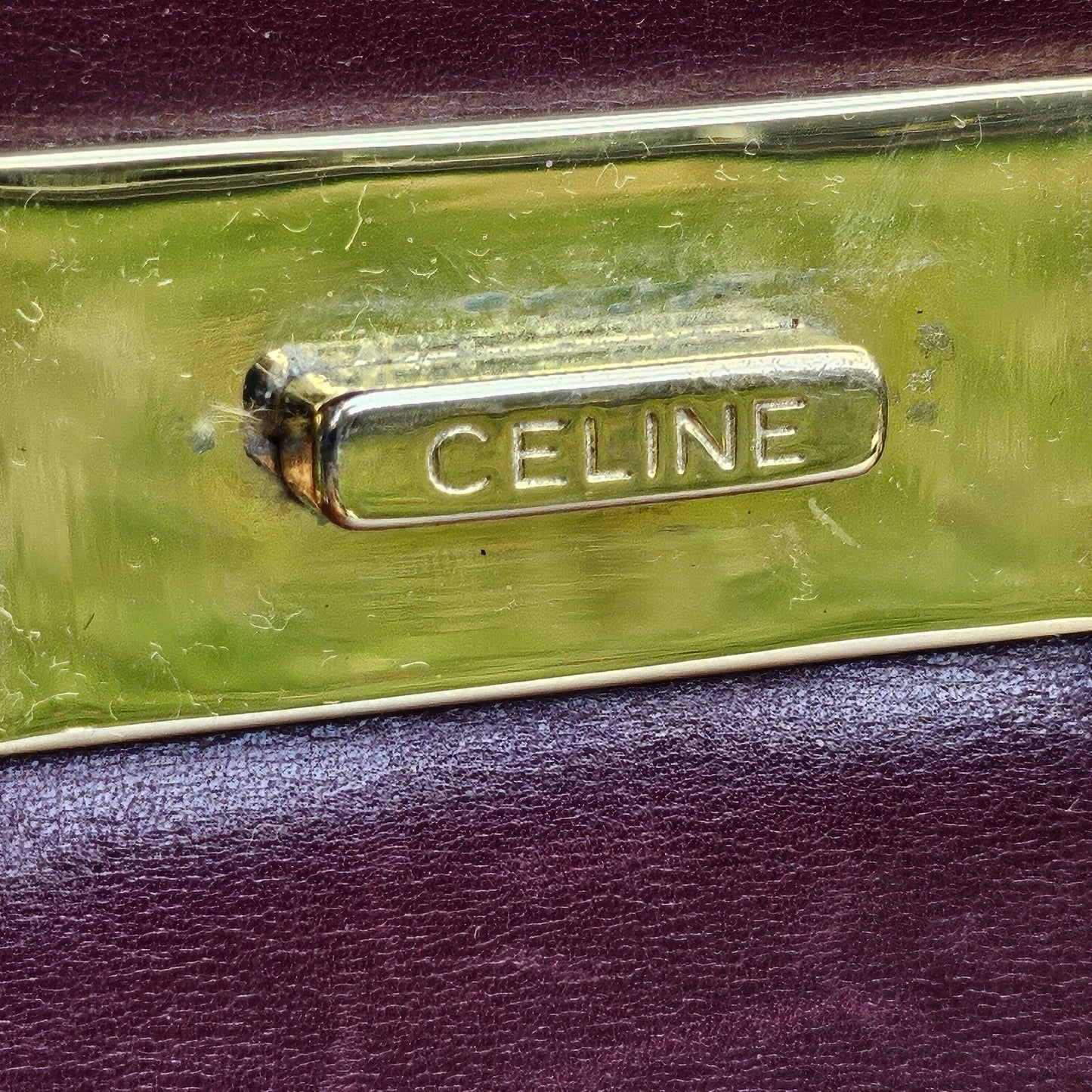 Vintage CELINE Horse Carriage Burgundy Italy Leather Shoulder Bag w Wallet