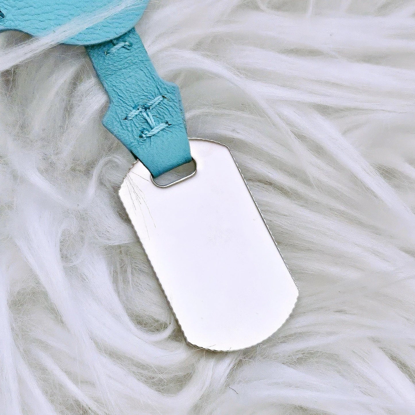 Tiffany & Co. Tiffany Blue Leather Clutchette Luggage Tag Sterling Silver