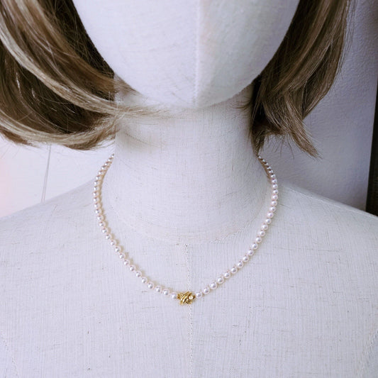 Vintage Tiffany & Co. 18k Signature X 5-5.5 mm Natural Akoya Pearl Necklace 18”