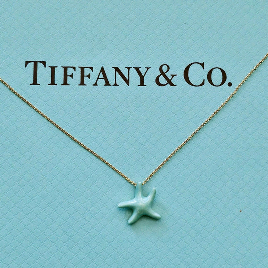 RARE Tiffany & Co. Elsa Peretti Turquoise Starfish 18k Yellow Gold Pendant Necklace
