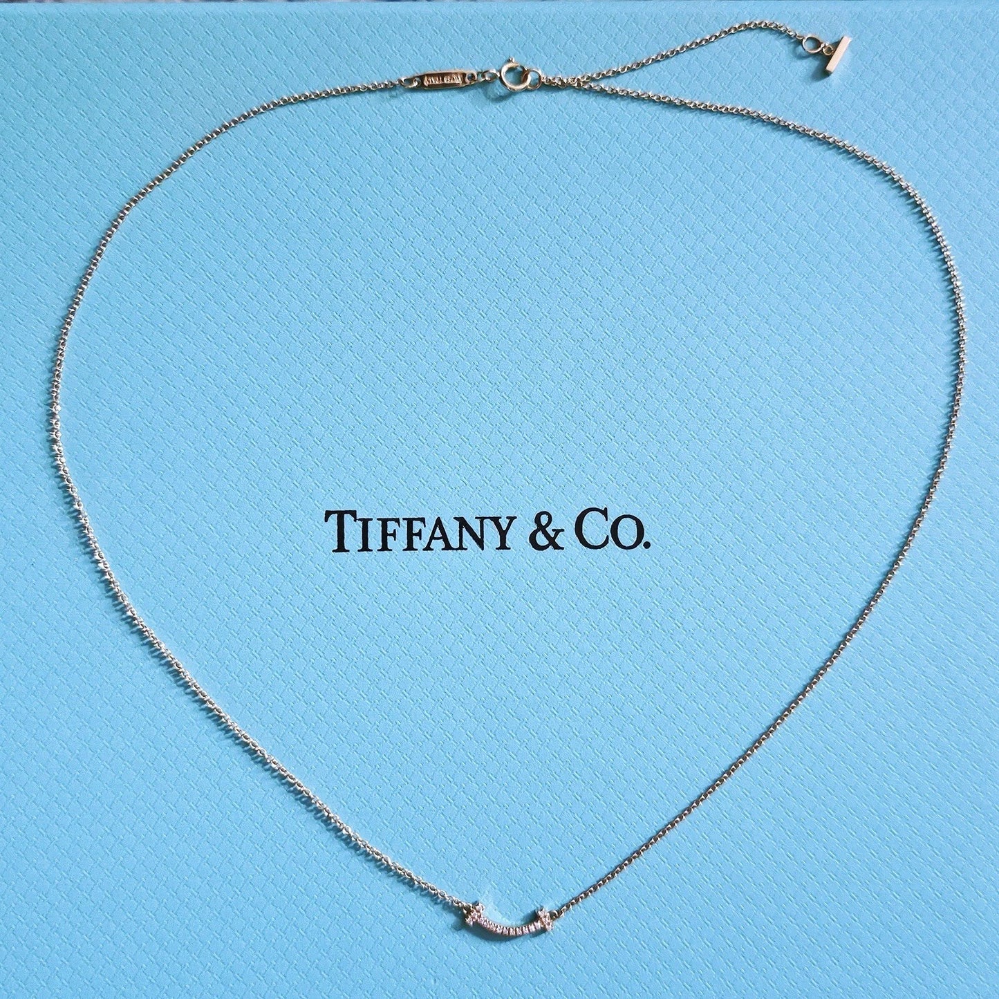 Tiffany & Co. Tiffany T Smile 18k Rose Gold Diamond 0.03 ctw Necklace