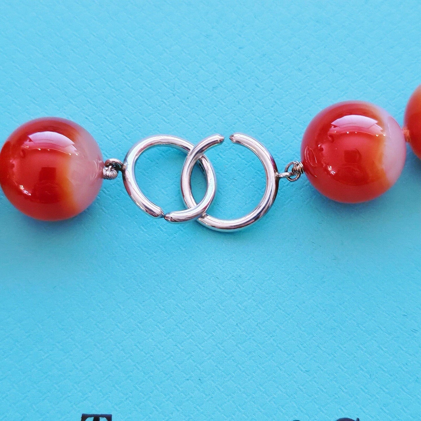 RARE Tiffany & Co. Paloma Picasso 16mm Red Agate Bead Gemstone Silver Necklace