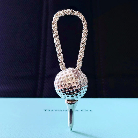 OOAK Vintage 1980s Tiffany & Co. Golf Ball and Tee Silver Key Ring