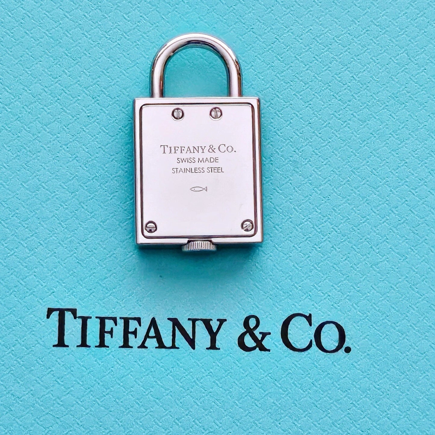Tiffany & Co. 1837 White Dial Padlock Stainless Steel Charm Pendant Swiss Watch