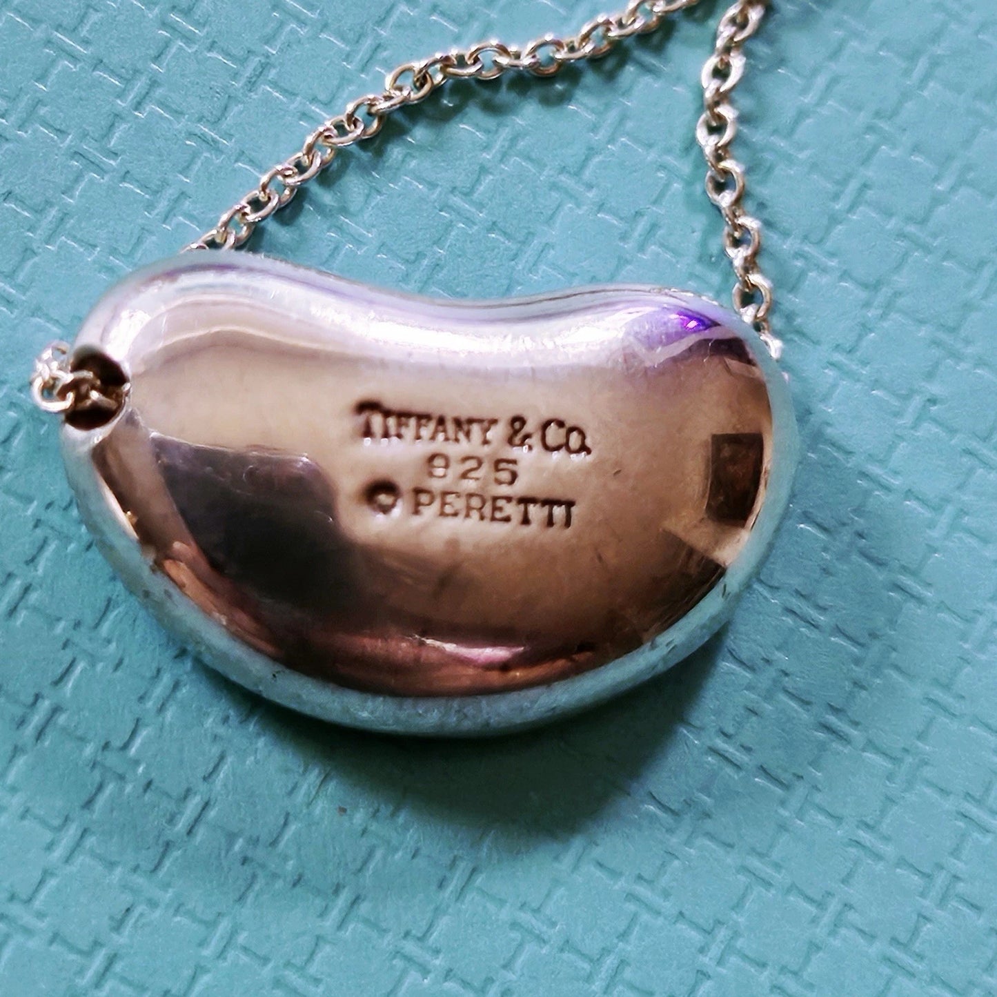 Vintage Tiffany & Co. Elsa Peretti Large 18mm Bean Silver Pendant Necklace 15”