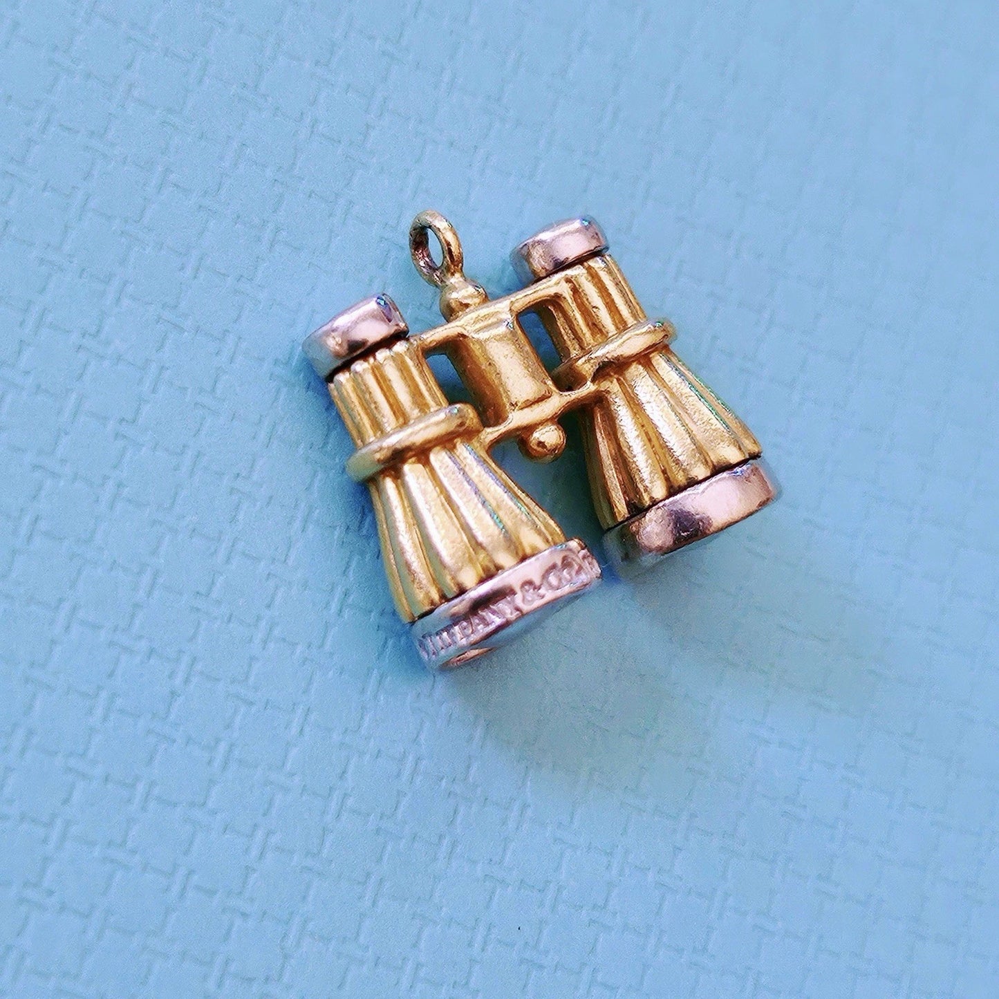 RARE Vintage Tiffany & Co. 18k Yellow Gold White Gold Binoculars Pendant Charm