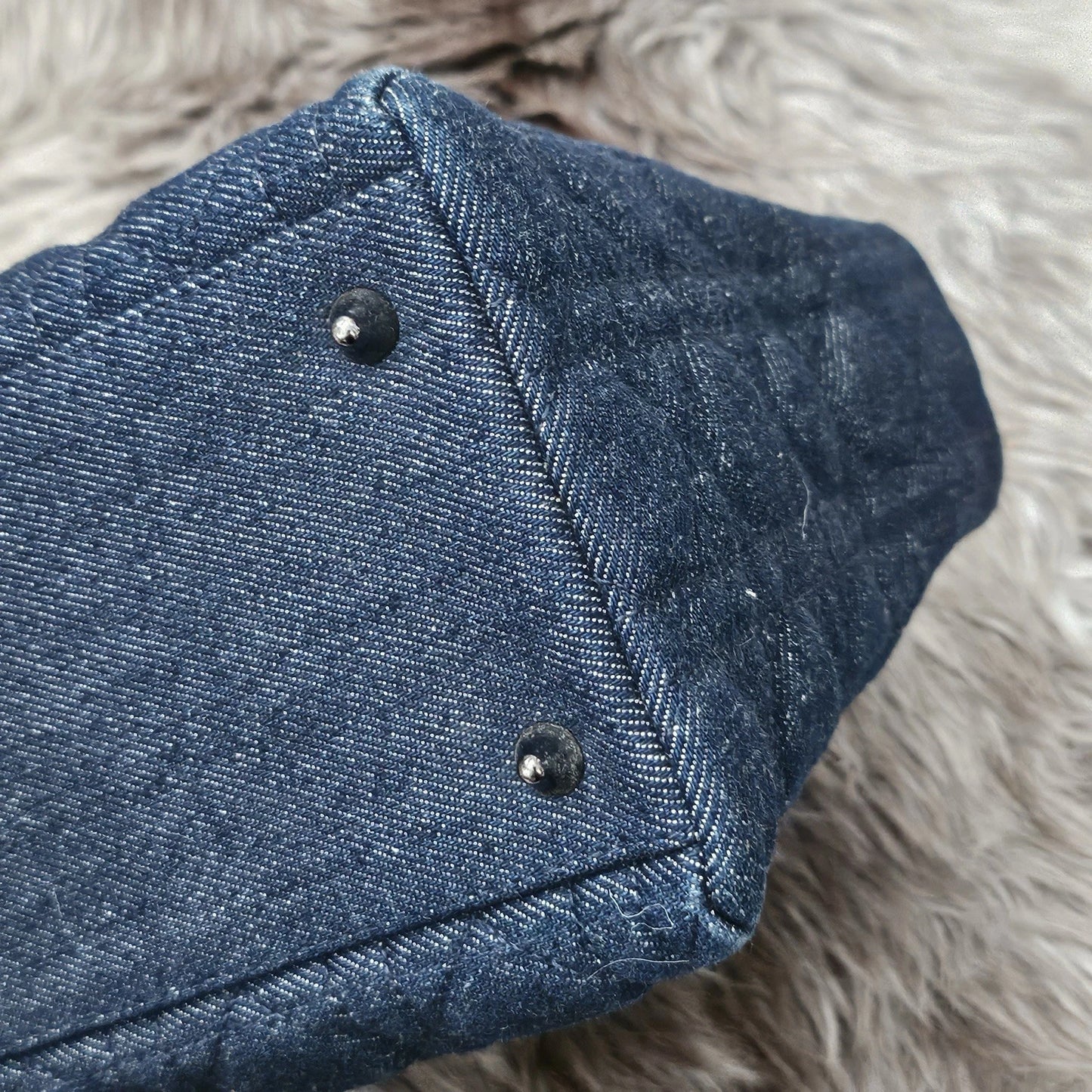 RARE Vintage CHRISTIAN DIOR Blue Cannage Quilted Denim Medium Lady Dior Bag