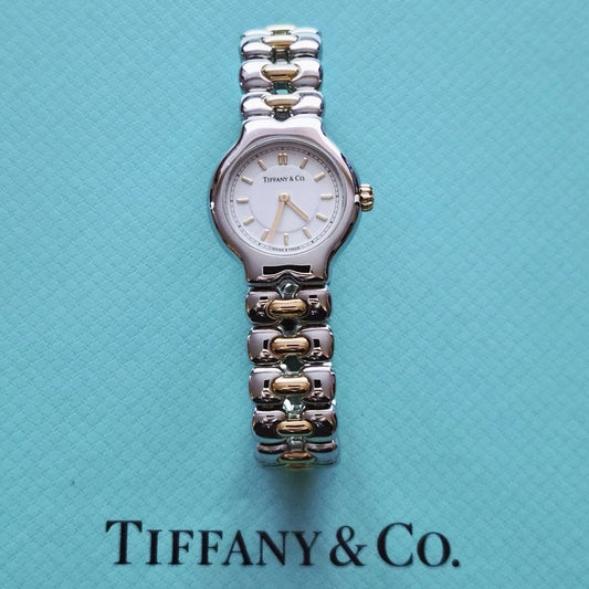 Vintage Tiffany & Co. TESORO 18k Yellow Gold Stainless Steel 2-Tone Quartz Watch