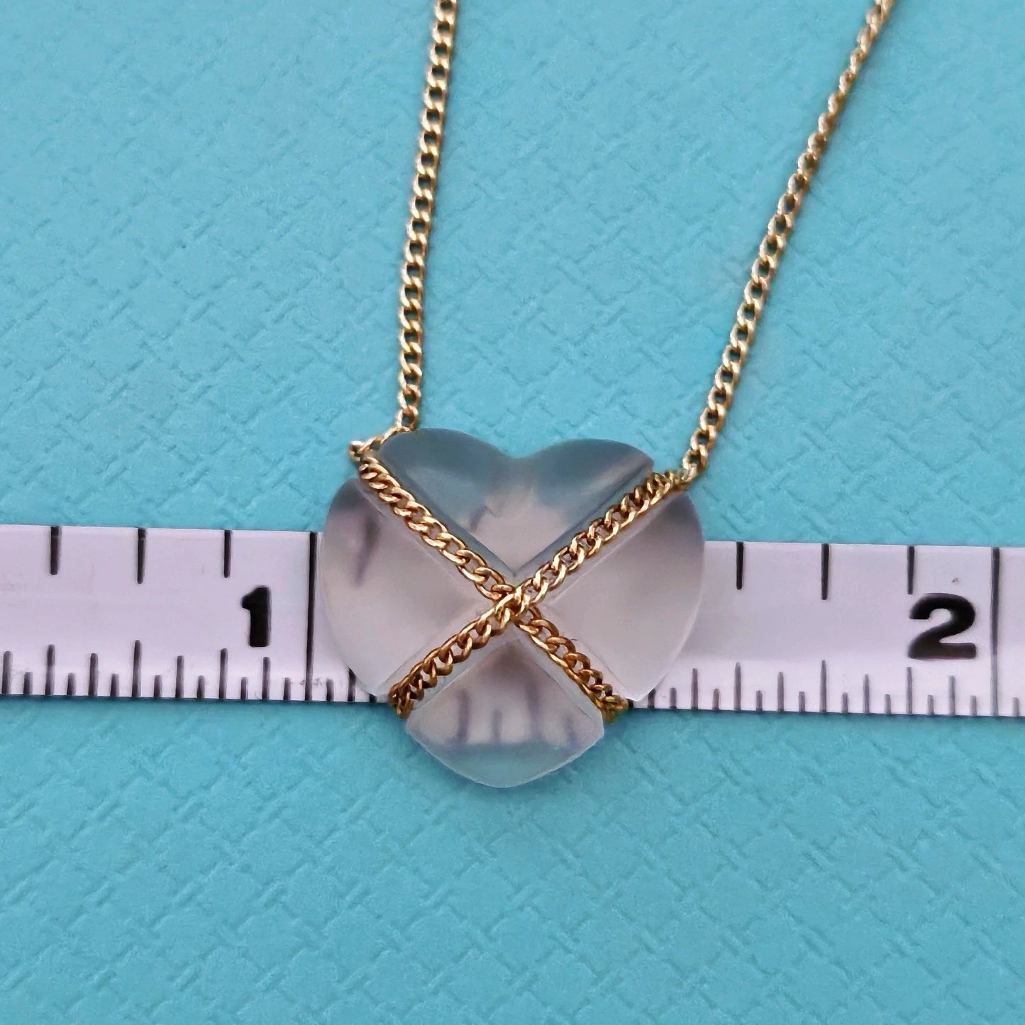 RARE Vintage Tiffany & Co. 18k Yellow Gold Rock Crystal Cross Heart Necklace