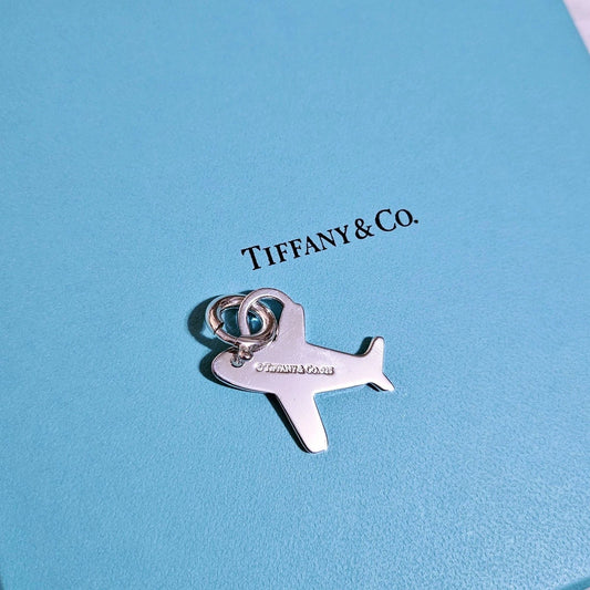 RARE Tiffany & Co. Large Airplane Tag Flat STERLING SILVER Charm Pendant