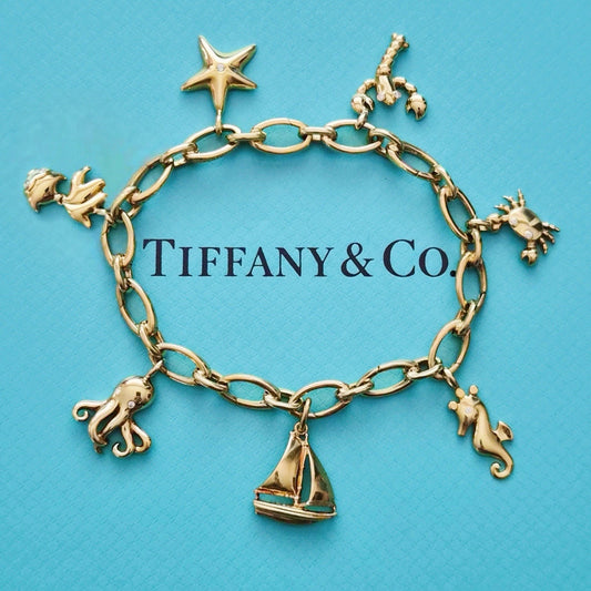 RARE Tiffany & Co. Starfish Diamond 18K Yellow Gold Charm Pendant