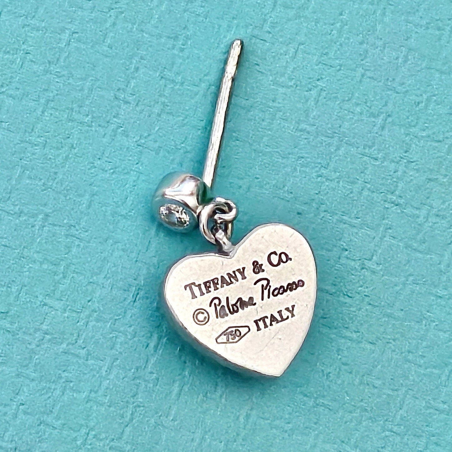 Vintage Tiffany & Co. Paloma Picasso Diamond 18k Hammered Heart Dangle Earrings