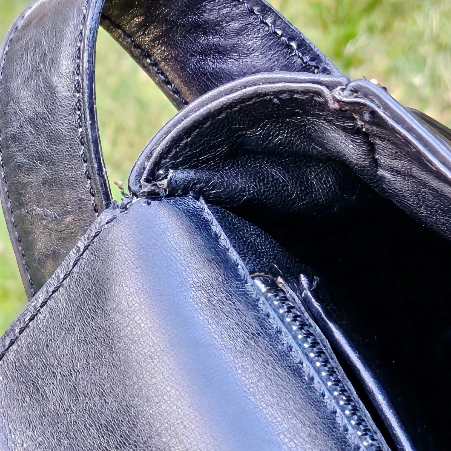 Vintage CELINE Horse Carriage Black Italy Leather Shoulder Bag