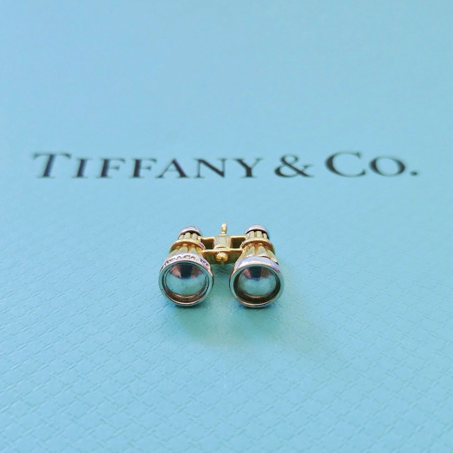 RARE Vintage Tiffany & Co. 18k Yellow Gold White Gold Binoculars Pendant Charm