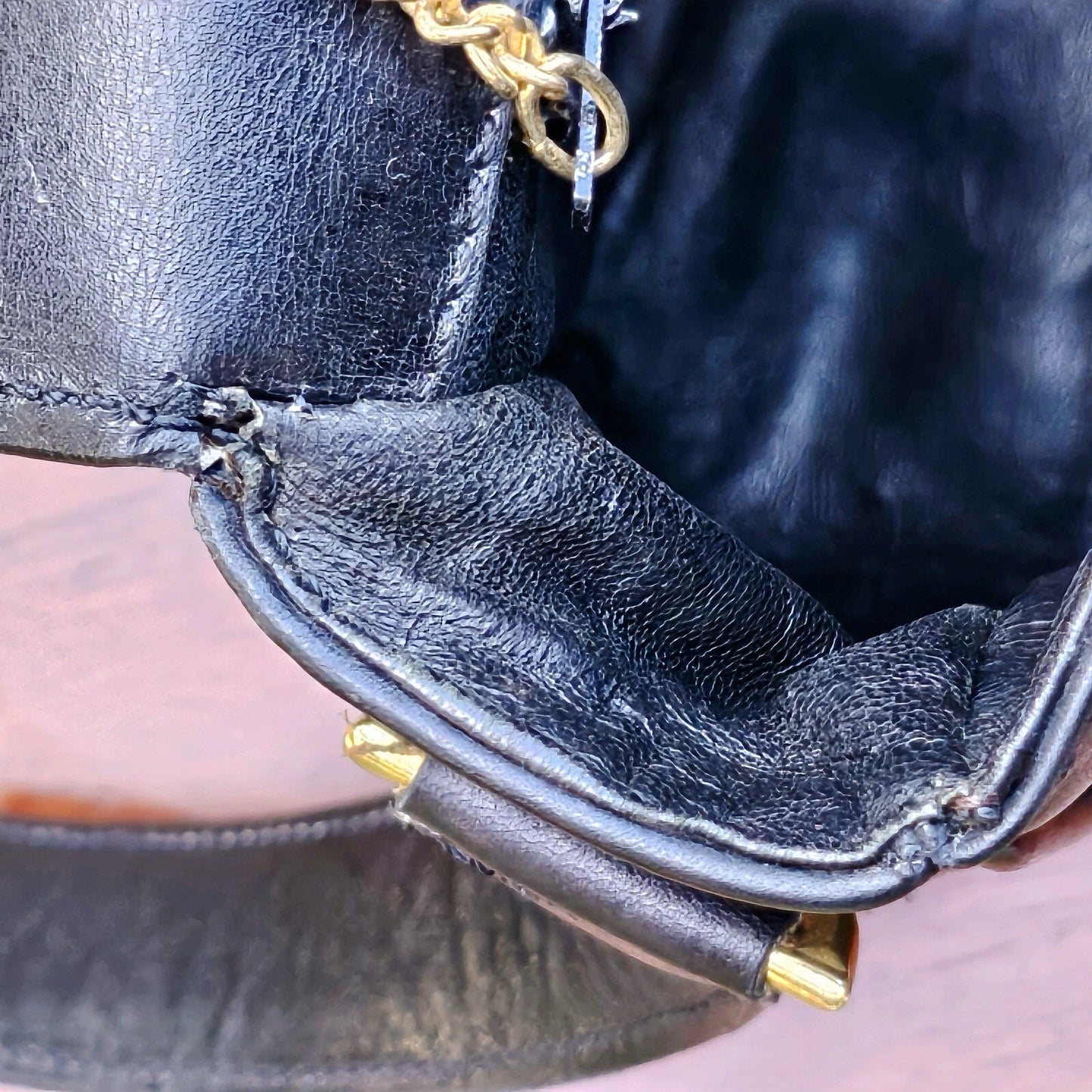 Vintage CELINE Horse Carriage Black Italy Leather Shoulder Bag
