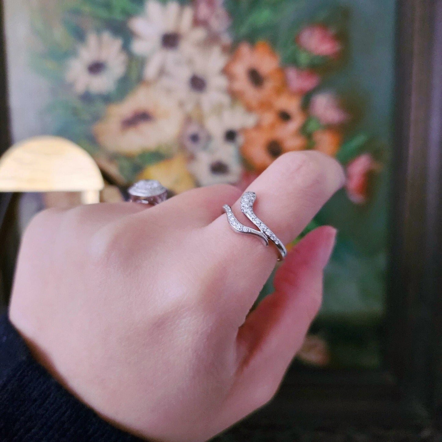 RARE Vintage Tiffany & Co. Elsa Peretti Platinum Diamond Snake Wrap Ring Band