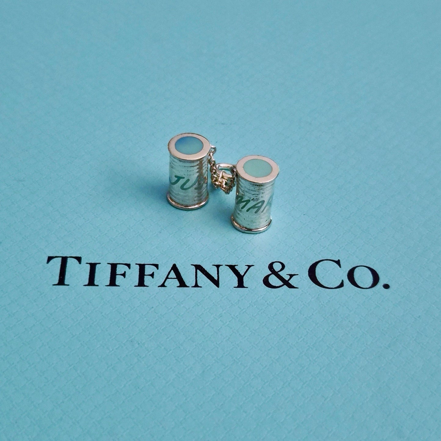 RARE Tiffany & Co. Blue Enamel “Just Married” Sterling Silver Charm Pendant