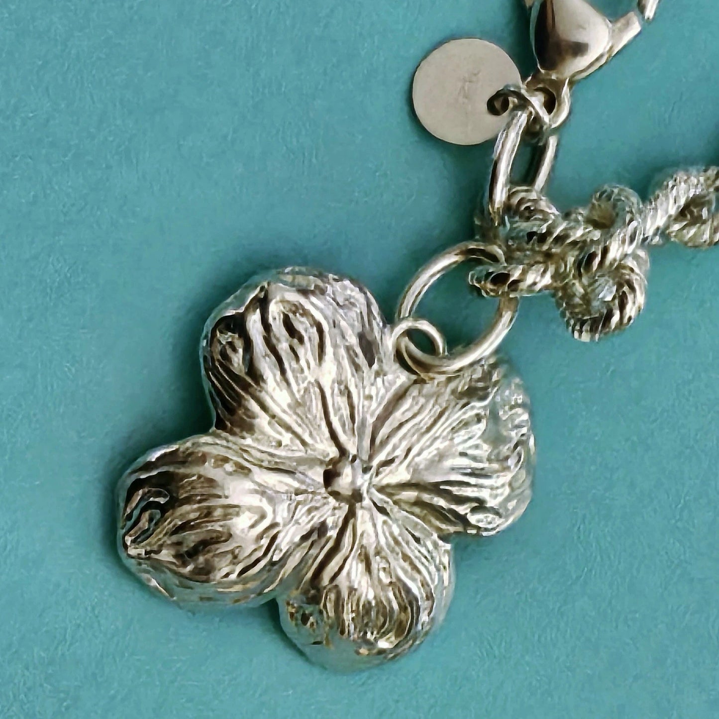 RARE Vintage Tiffany & Co. Dogwood Flower Sterling Silver Charm Bracelet 7”