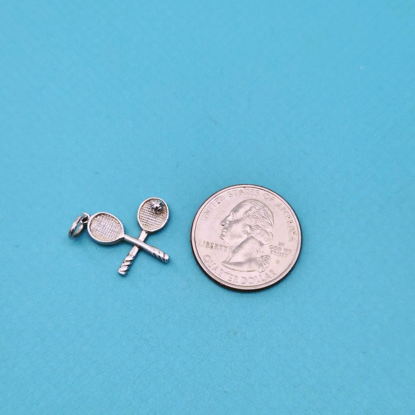 Retired Tiffany & Co Sterling Silver Tennis Racquet Racket Ball Charm Pendant