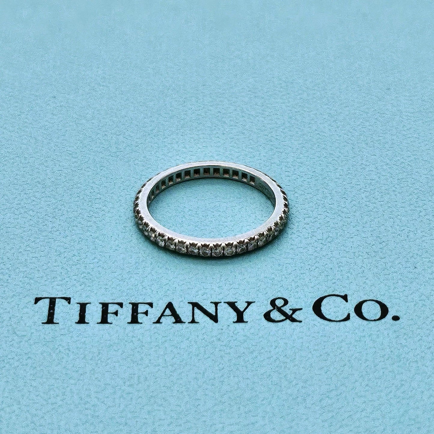 $4,900 Tiffany & Co. Soleste FULL Eternity Diamond Platinum Wedding Ring Band