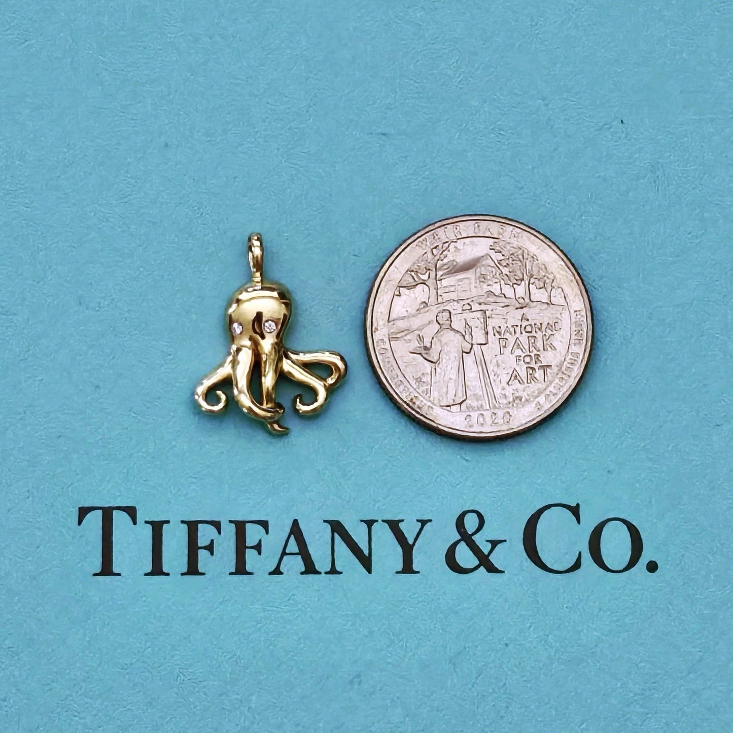 EXTREMELY RARE Tiffany & Co. 18k Yellow Gold Diamond Octopus Charm Pendant