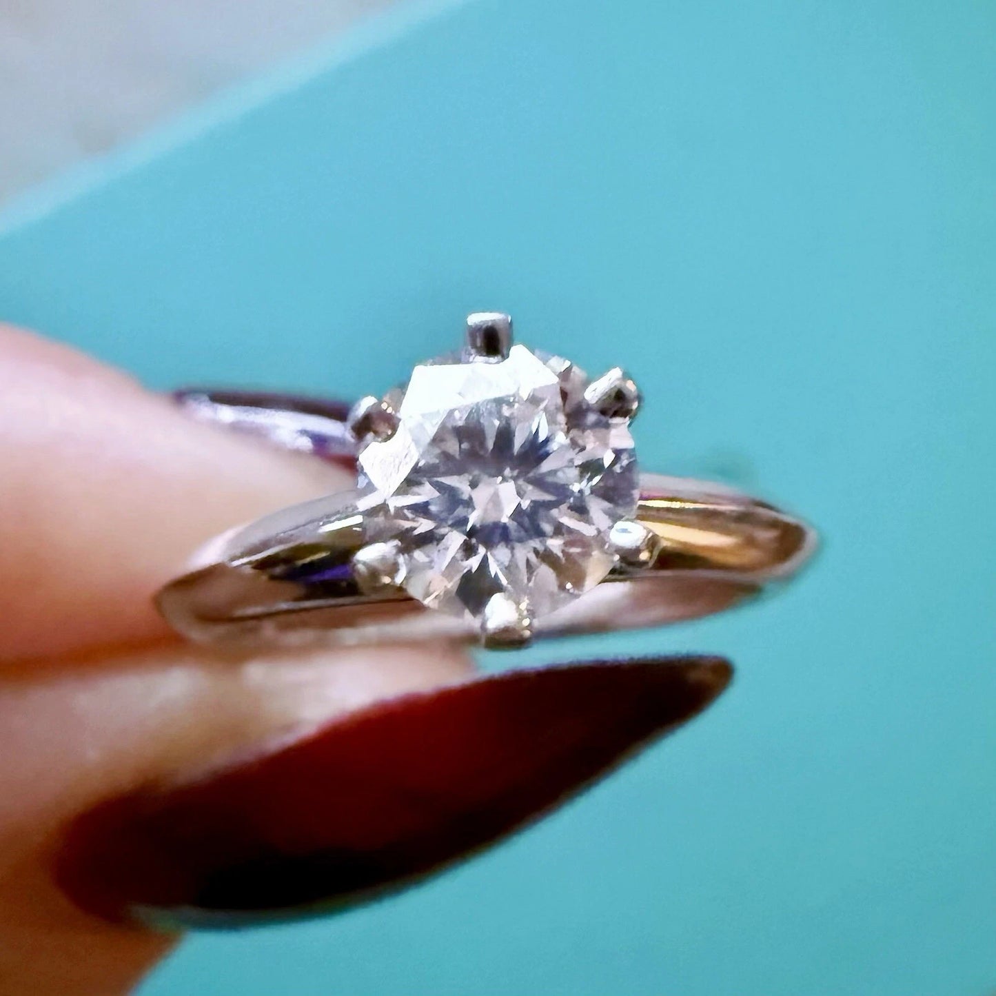 $7,300++ Tiffany & Co. Solitaire Platinum Diamond Engagement Ring .62 TCW