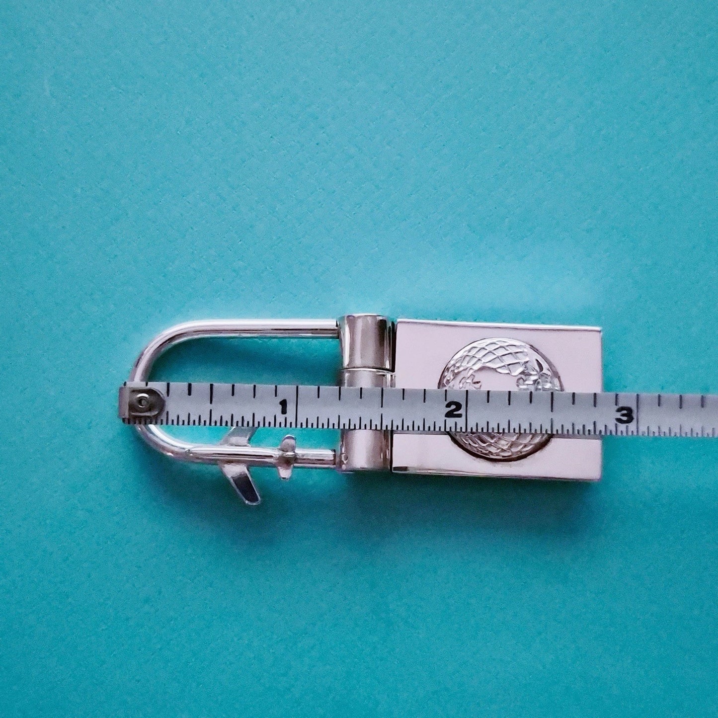RARE Tiffany & Co. Sterling Silver Globe & Airplane Travel Lock Key Ring