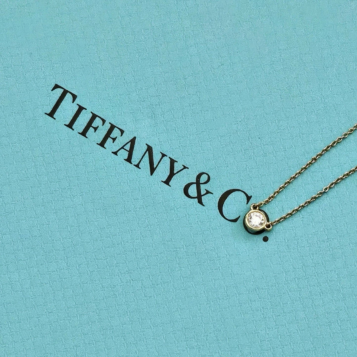 $2,180 Tiffany & Co. Elsa Peretti Diamond By The Yard .23 tcw 18k Gold Necklace