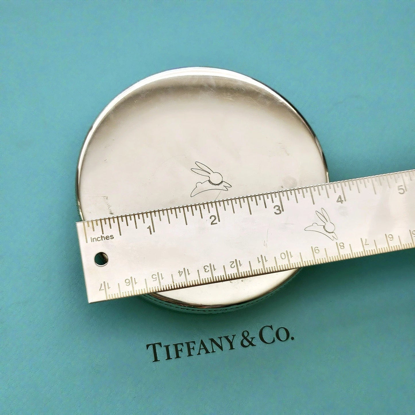 Vintage Tiffany & Co. Rabbit Engraved Silver Tone Handcrafted Pewter Jewelry Box