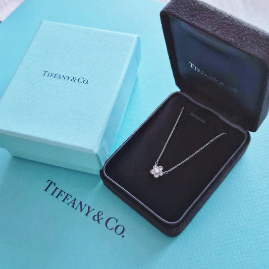 Tiffany & Co. Enchant Mini Diamond Flower Garden Platinum Pendant Necklace