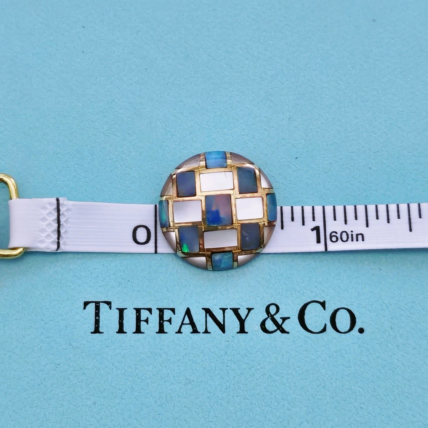 RARE Vintage Tiffany & Co. Weaving Pendant 18k Gold with MOP and Opal Inlay