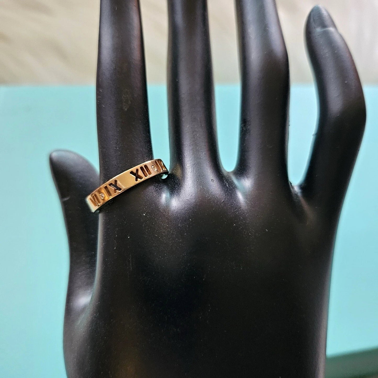 Tiffany & Co. Atlas Pierced 18k Rose Gold Diamond 3.5mm Ring Band