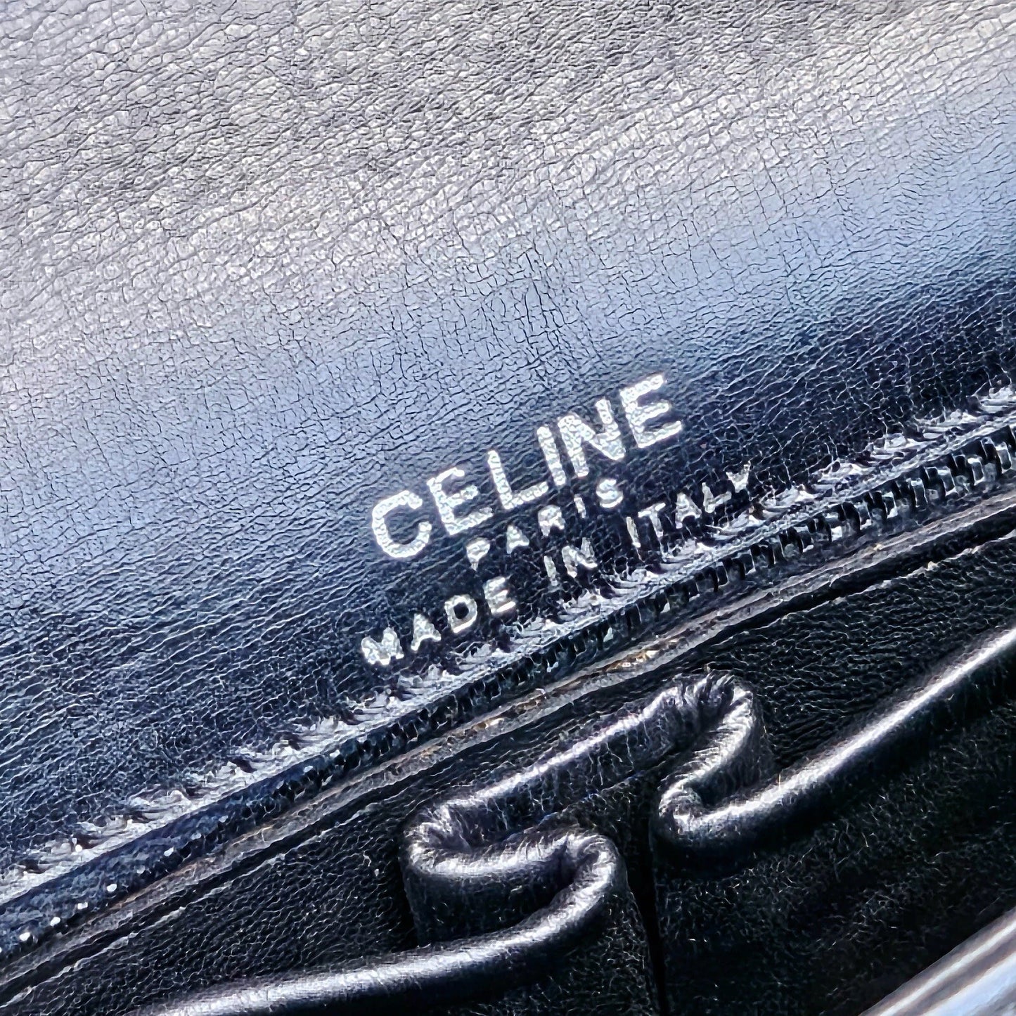 Vintage CELINE Horse Carriage Black Italy Leather Shoulder Bag