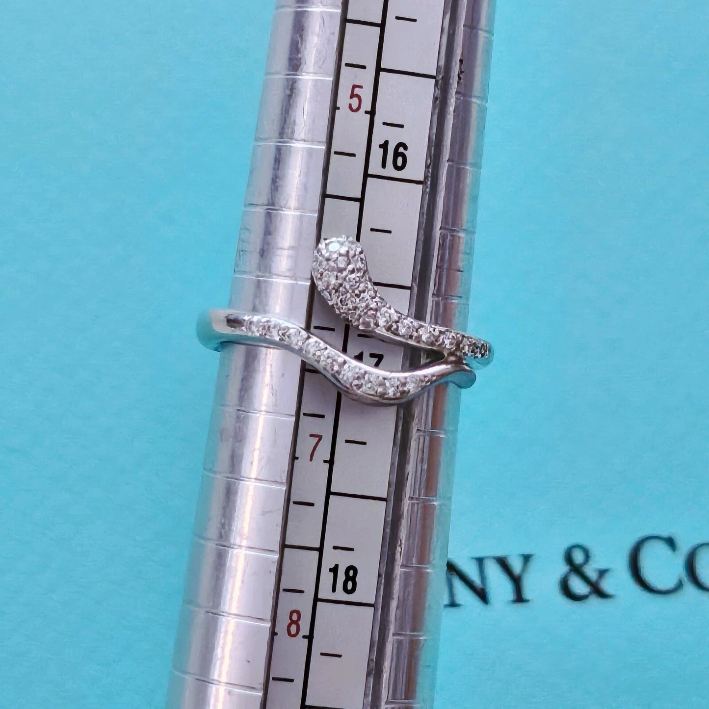 RARE Vintage Tiffany & Co. Elsa Peretti Platinum Diamond Snake Wrap Ring Band