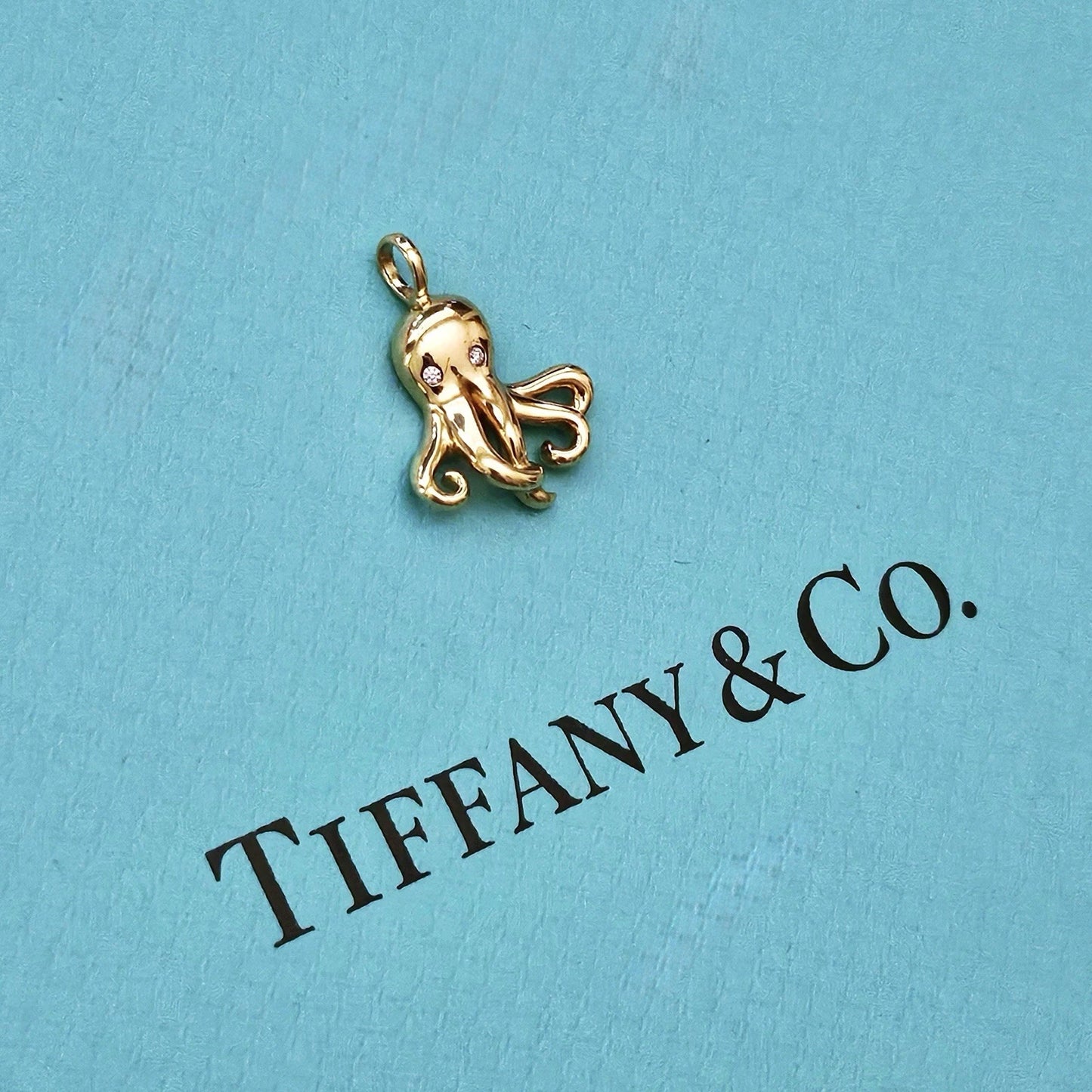 EXTREMELY RARE Tiffany & Co. 18k Yellow Gold Diamond Octopus Charm Pendant