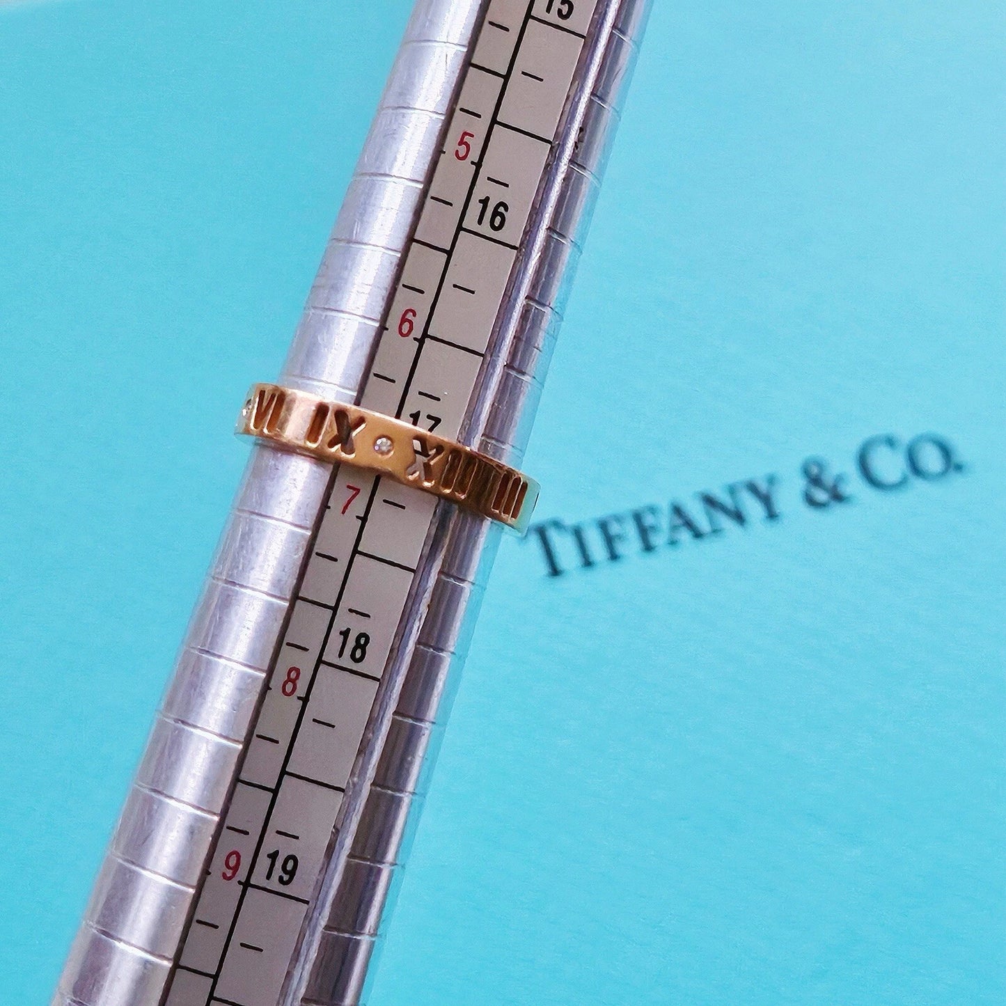 Tiffany & Co. Atlas Pierced 18k Rose Gold Diamond 3.5mm Ring Band