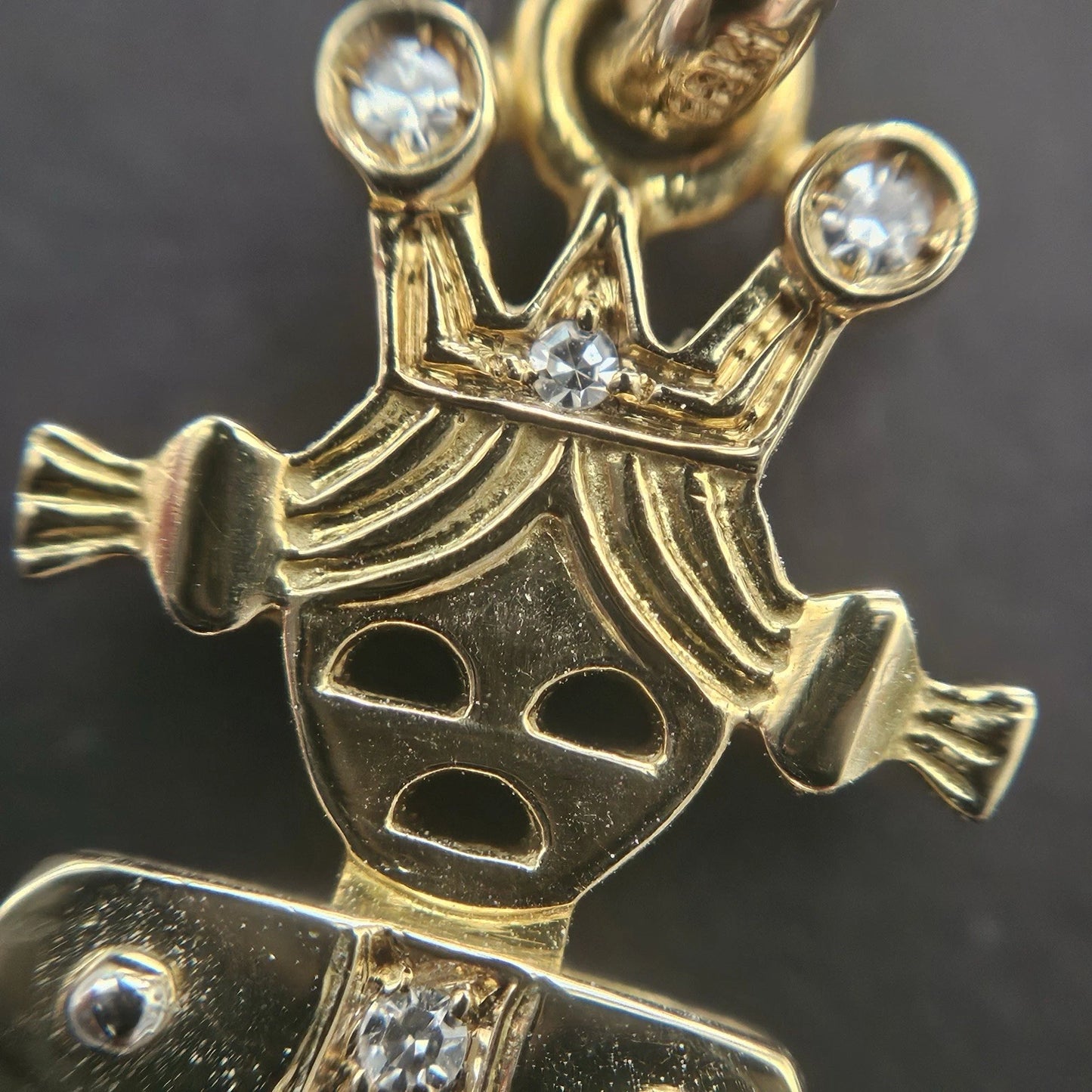 RARE Pomellato Jewelry Queen Diamond 18k Yellow Gold Charm Pendant Movable Arms