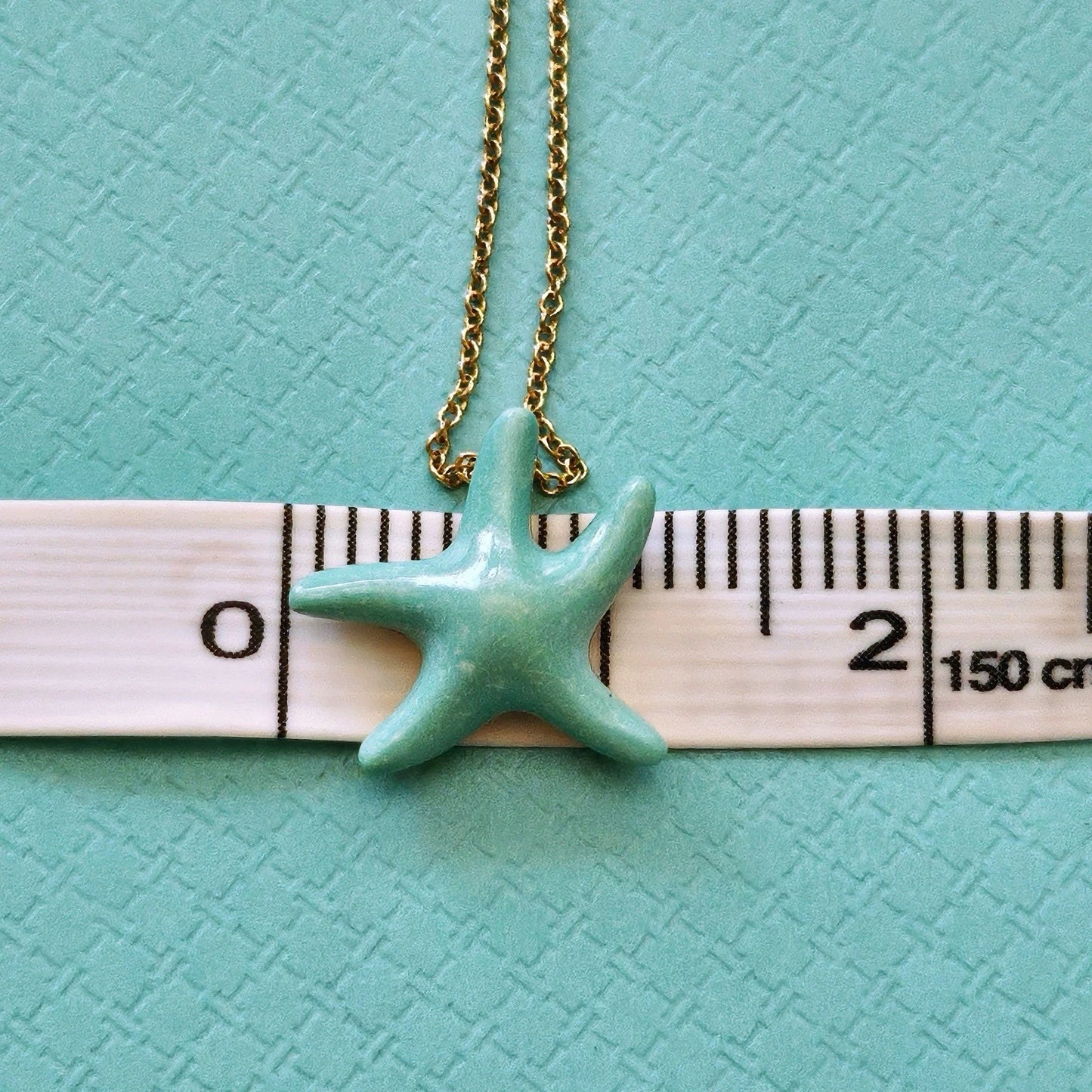 RARE Tiffany & Co. Elsa Peretti Turquoise Starfish 18k Yellow Gold Pendant Necklace