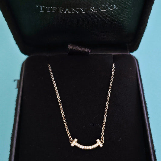 Tiffany & Co. Tiffany T Smile 18k Rose Gold Diamond 0.03 ctw Necklace