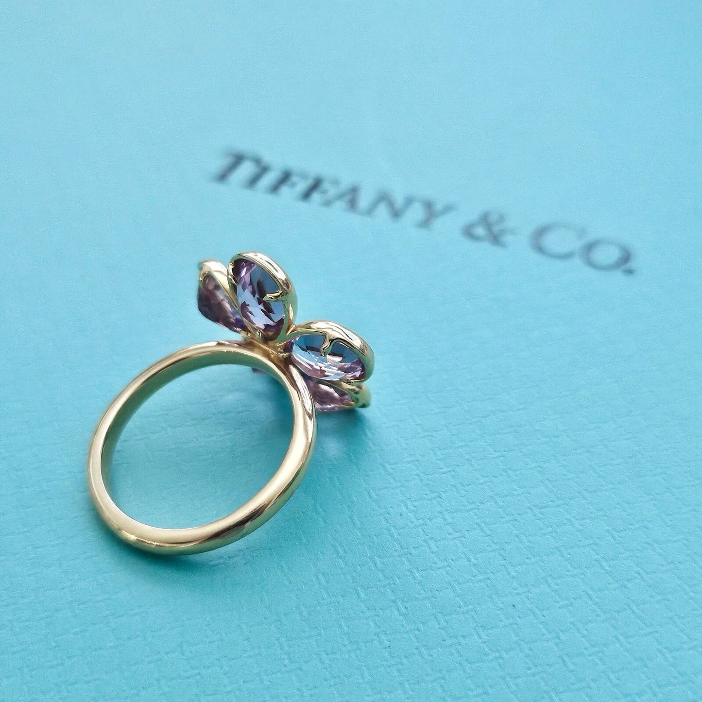 RARE Tiffany & Co. Amethyst Enchant Garden Flower Diamond Ring 18k Rose Gold