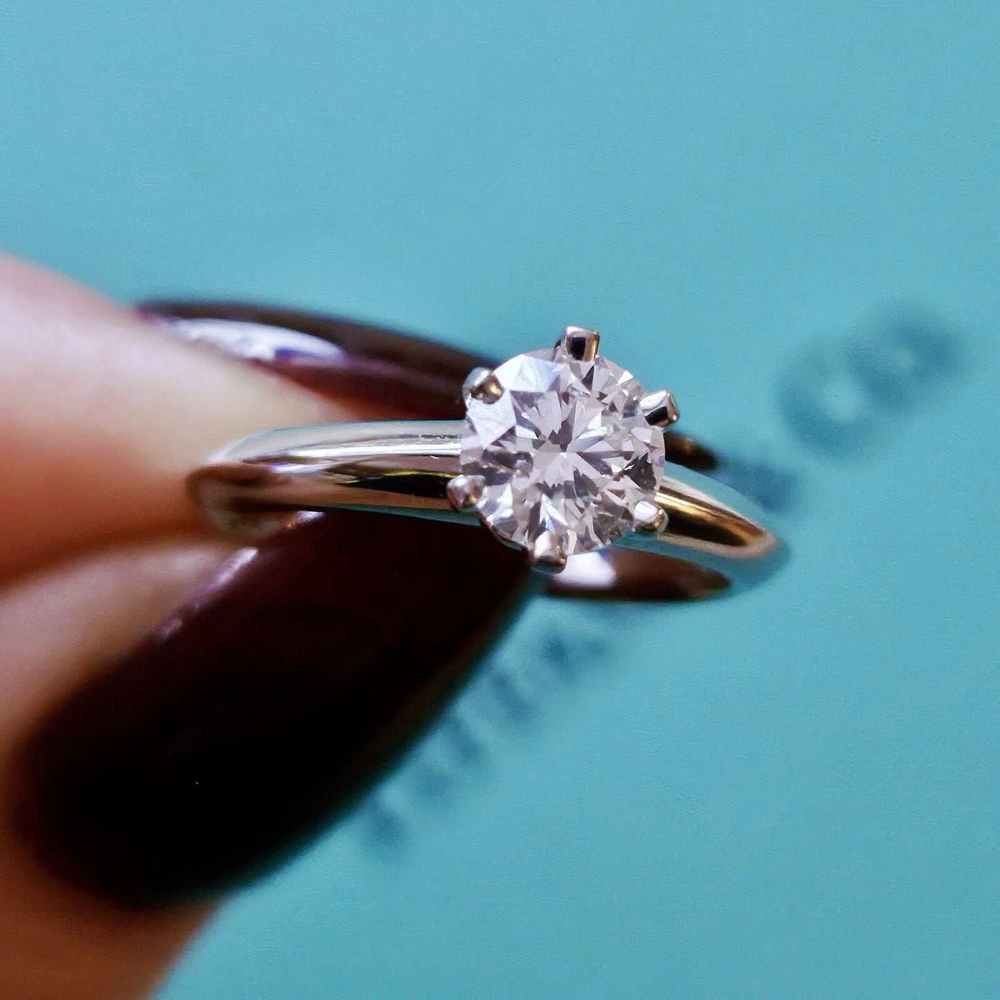 $7,300++ Tiffany & Co. Solitaire Platinum Diamond Engagement Ring .62 TCW