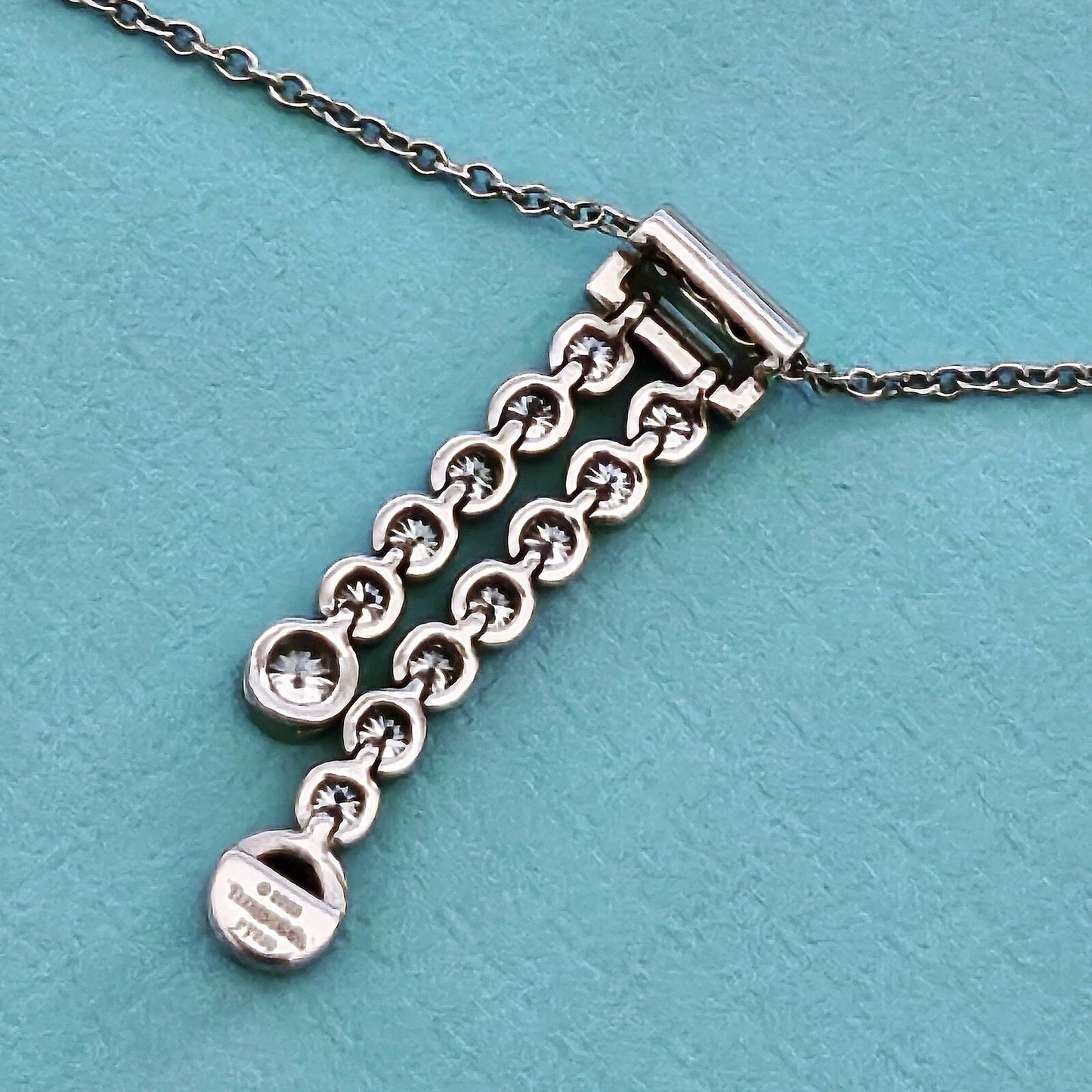 RARE Tiffany & Co. Platinum Diamond Jazz Double Drop Pendant Necklace