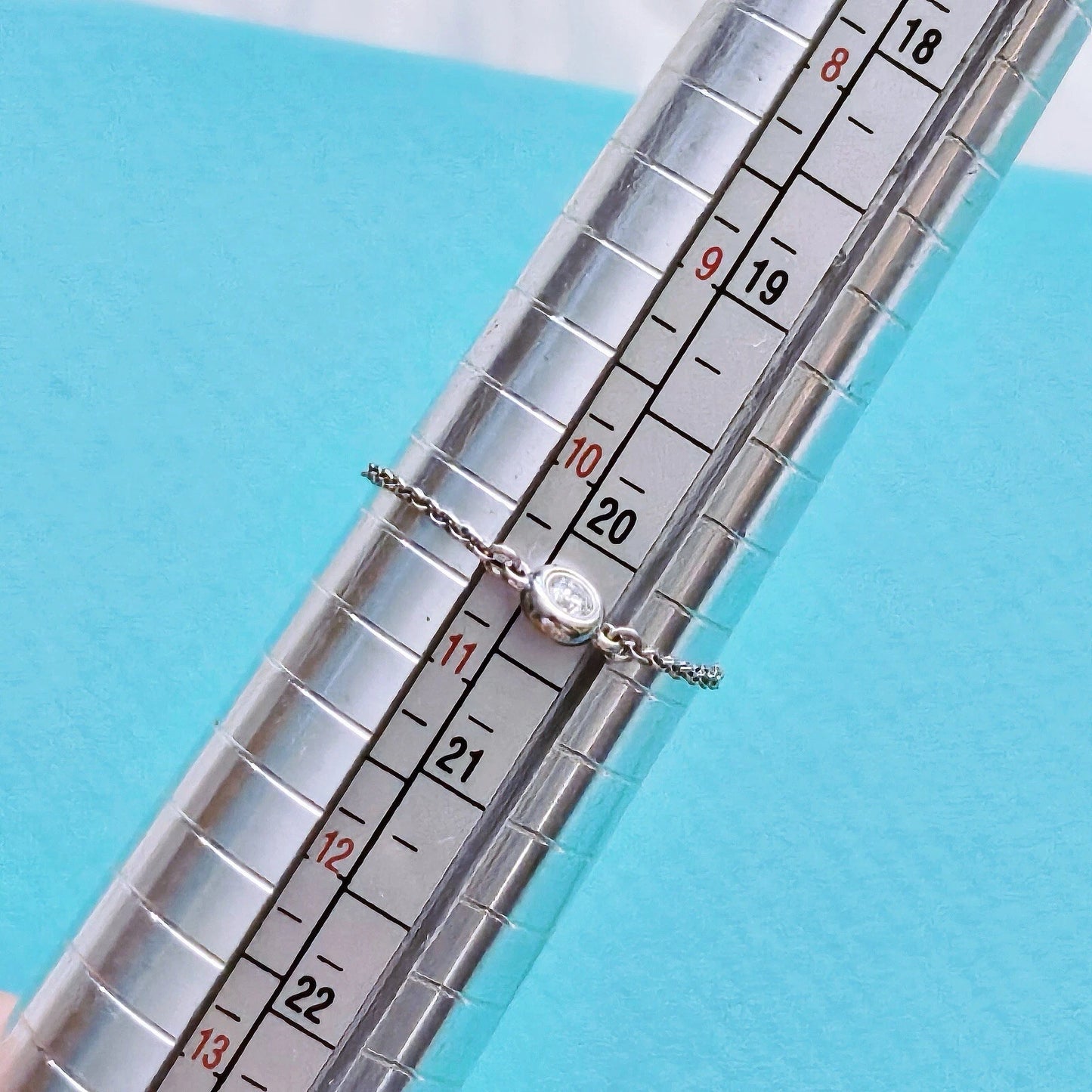 Tiffany & Co. Elsa Peretti Platinum Diamond BTY Ring Chain .07 Carats