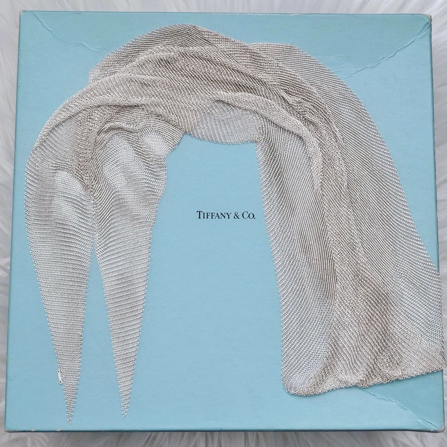 $6,000++ Tiffany & Co. Elsa Peretti Mesh Scarf Sterling Silver Necklace 41 inch