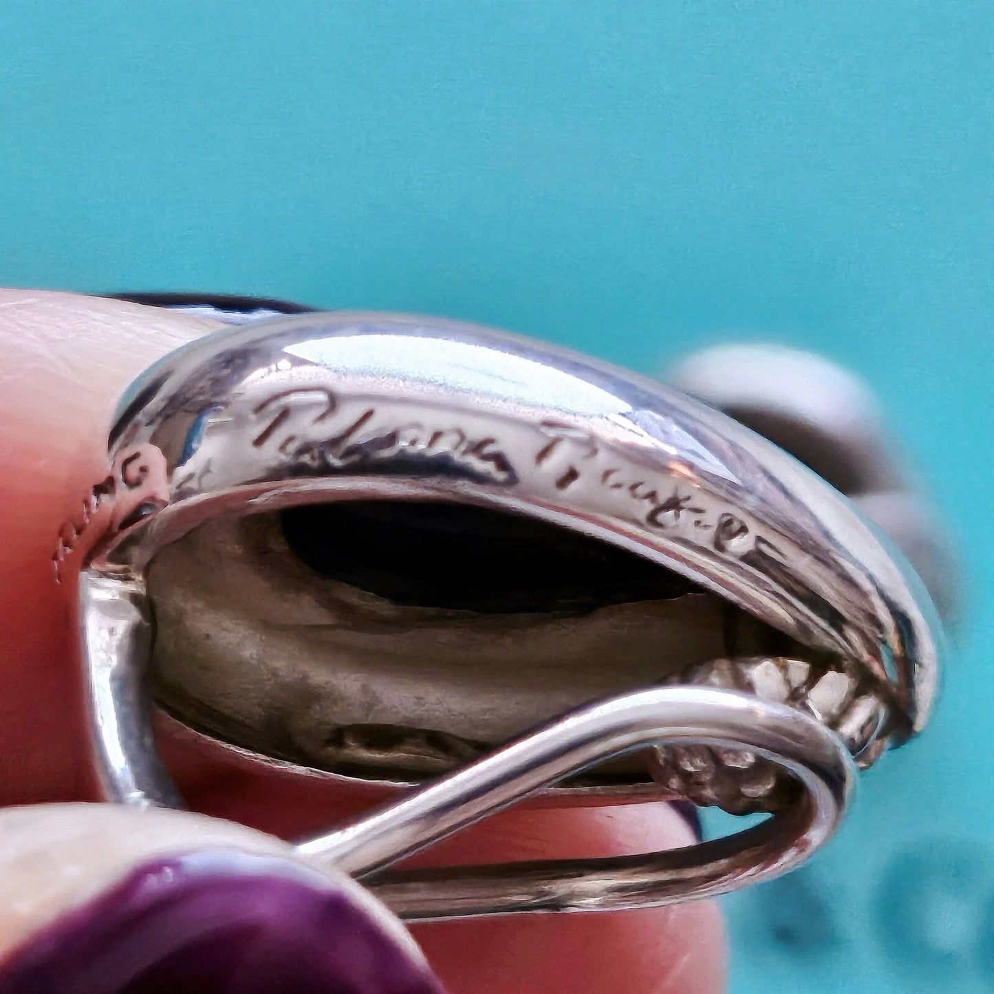 Vintage Tiffany & Co. Paloma Picasso Hematite Teardrop Gemstone Silver Clip On Earrings