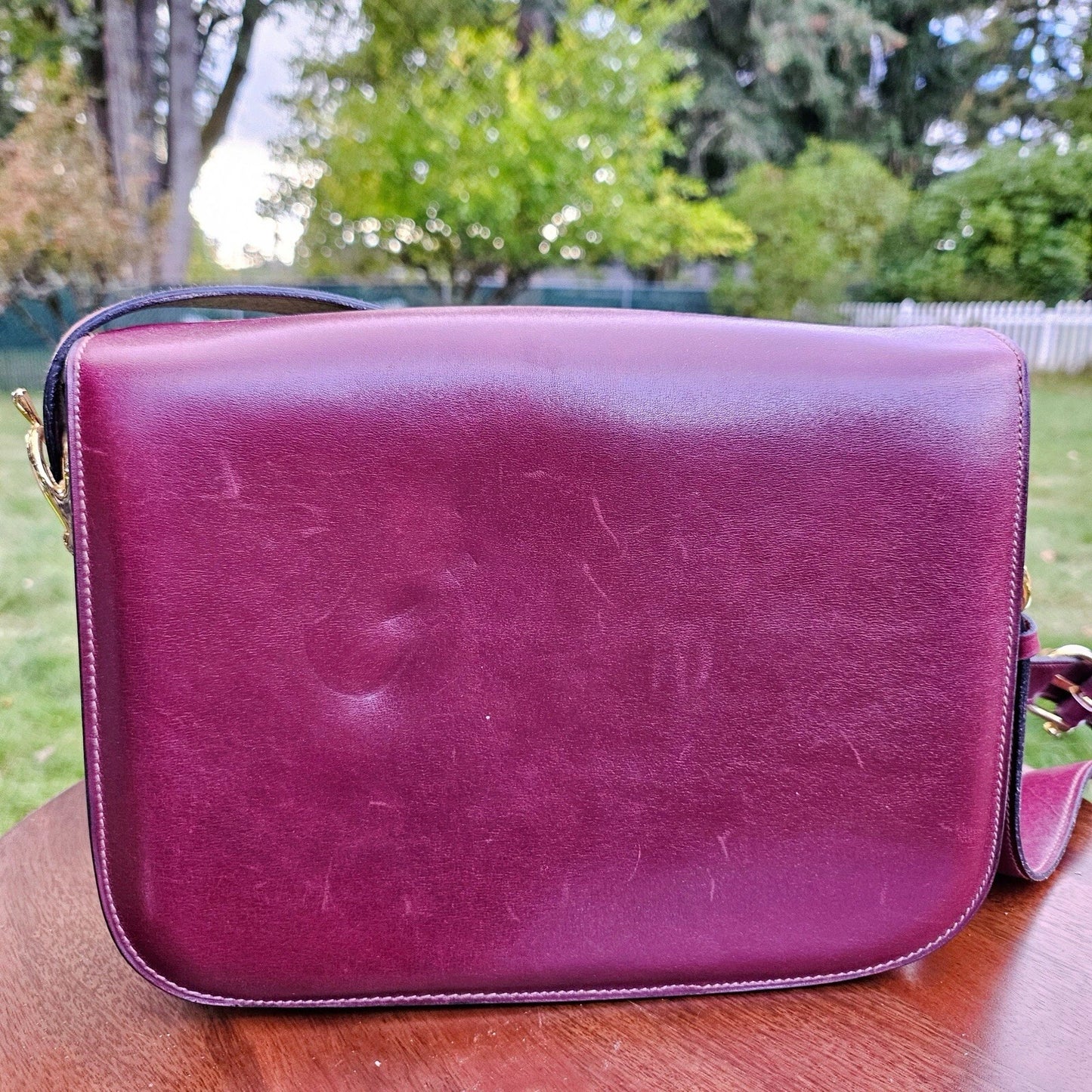Vintage CELINE Horse Carriage Burgundy Italy Leather Shoulder Bag w Wallet