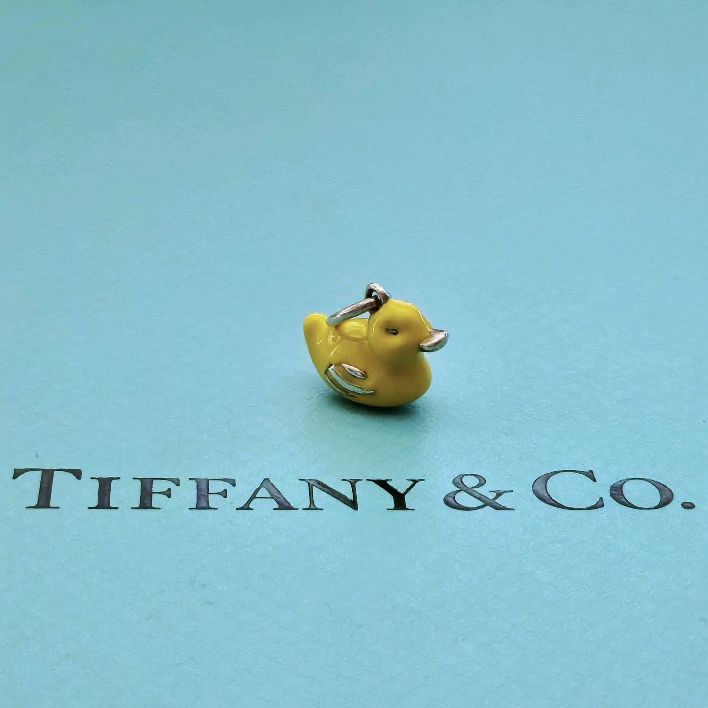 RARE Tiffany & Co. Yellow Enamel Rubber Duck Sterling Silver Charm Pendant